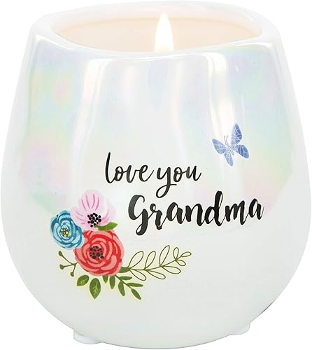 Pavilion Gift Company Love You Grandma-Vela de cera de soja 100% con mecha de algodón en recipiente de gres serenidad, color blanco