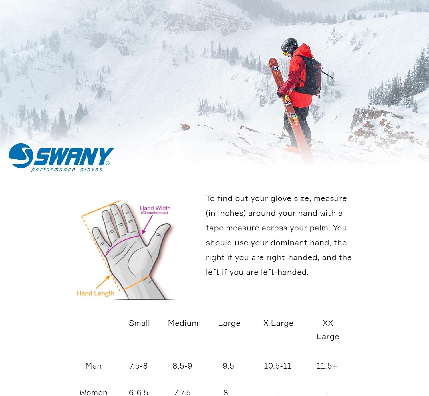 Swany Women's Falcon 2.4 Insulated Durable Breathable Moisture-Wicking Flexible Waterproof Winter Outdoor Sports Ski Mittens