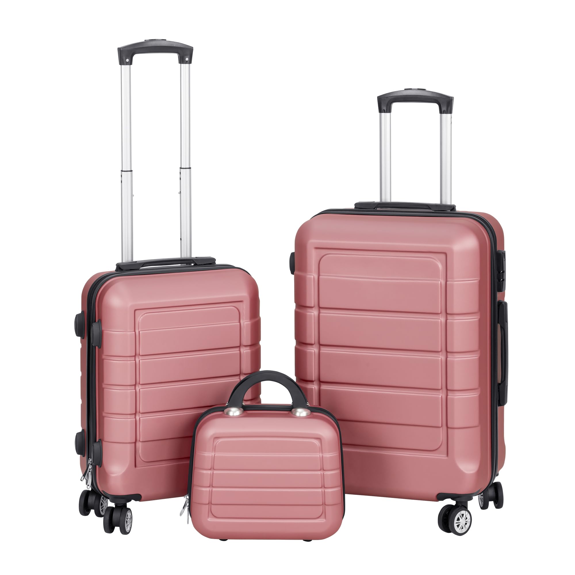 Juego o Set de 3 Maletas de Viaje - 4 ruedas dobles giratorias - Neceser - Maleta de cabina - equipaje de mano - Cerradura TSA - Ligeras - ABS - Resistentes - Asa telescópica