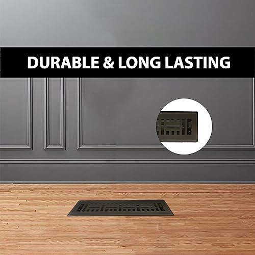 Miniatura 3 de Precision Flow - Rejilla de piso de acero de 4 x 10 pulgadas, diseño de metro, acabado de bronce metálico, cubiertas de ventilación prémium para el