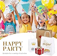 Vista 8 de Bolsas de papel kraft Mesha 5.25 x 3.75 x 8 pulgadas marrones pequeñas con asas a granel, paquete de 300 para pequeñas empresas, recuerdos