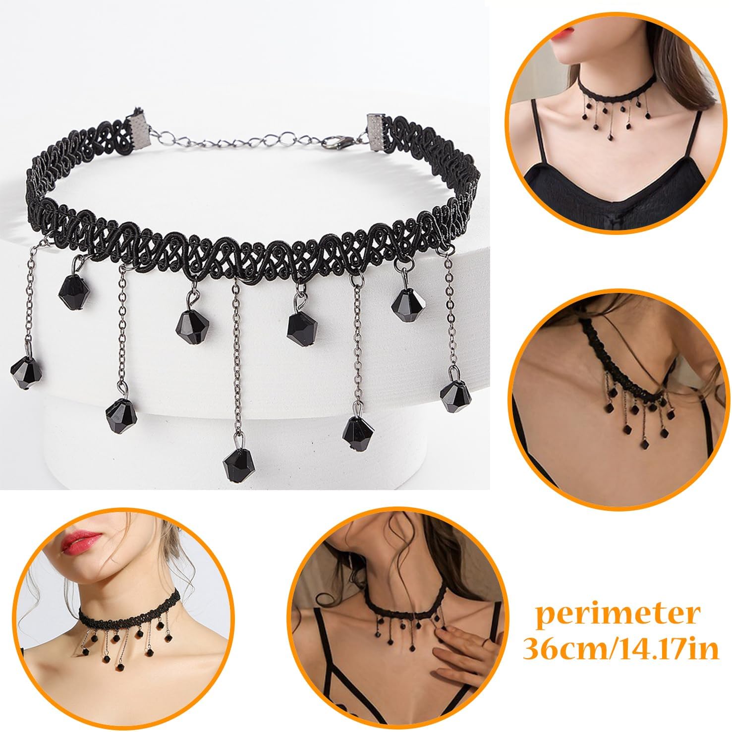 10 PCS Adjustable Layered Velvet Choker Black Gothic Lace Choker Necklace Set for Women Necklaces Velvet Punk Jewelry Accessories Soft Collar Chain for Party Cosplay Daily Wear