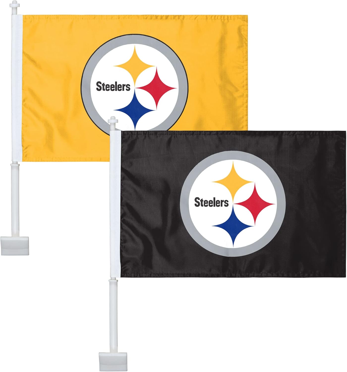 foco NFL 2 Pack Solid Car Flag Pittsburgh Steelers 20"L x 16"W (Pack of 2) Team Color