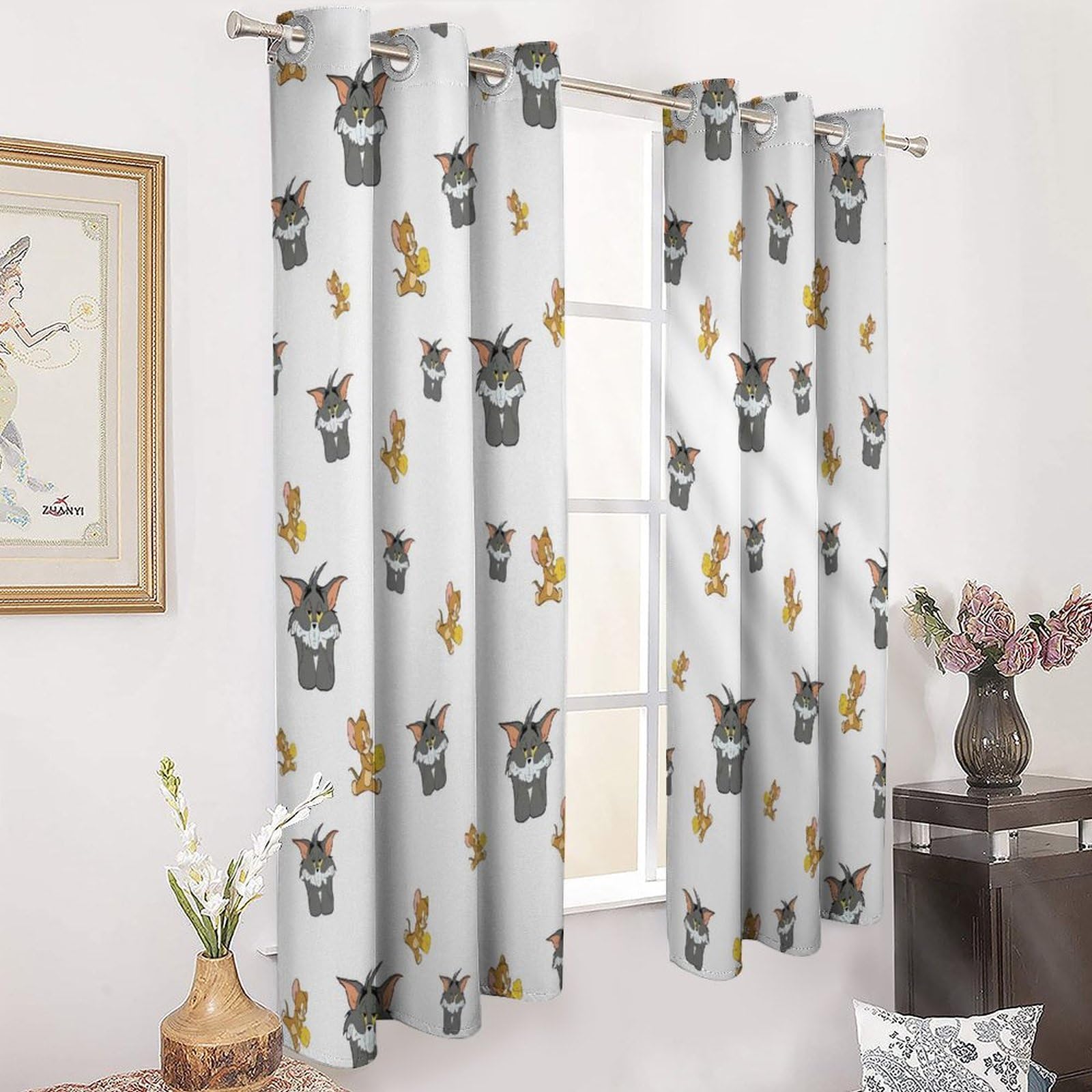 Amazon｜トムとジェリー カーテン 一級遮光カーテン 遮光カフェ