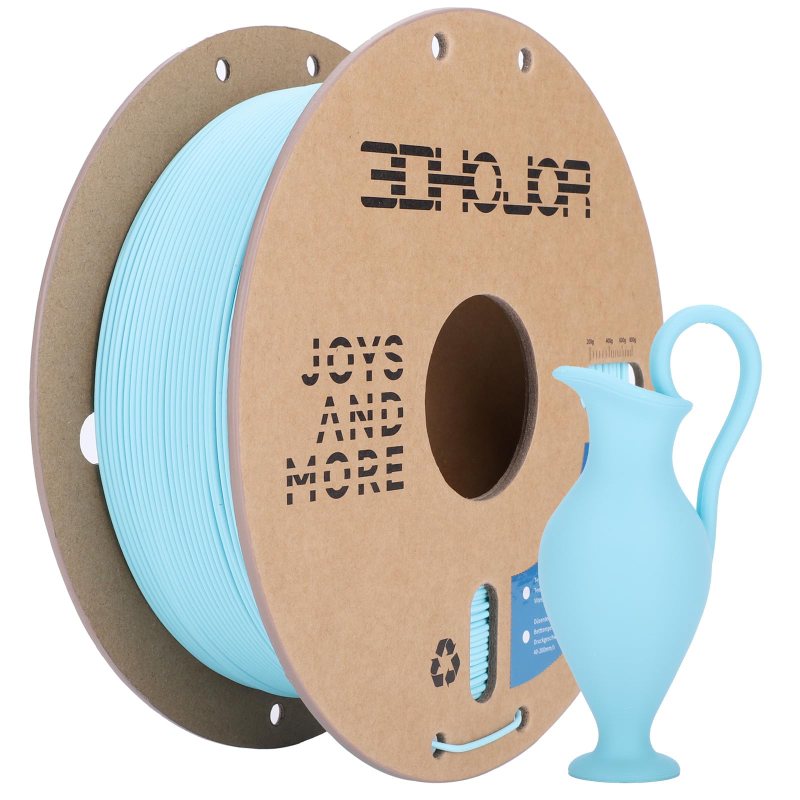 Matte PLA Filament 1.75mm Light Blue, PLA 3D Printer Filament, 1kg Spool (2.2lbs) PLA Filament, Fit Most FDM 3D Printer