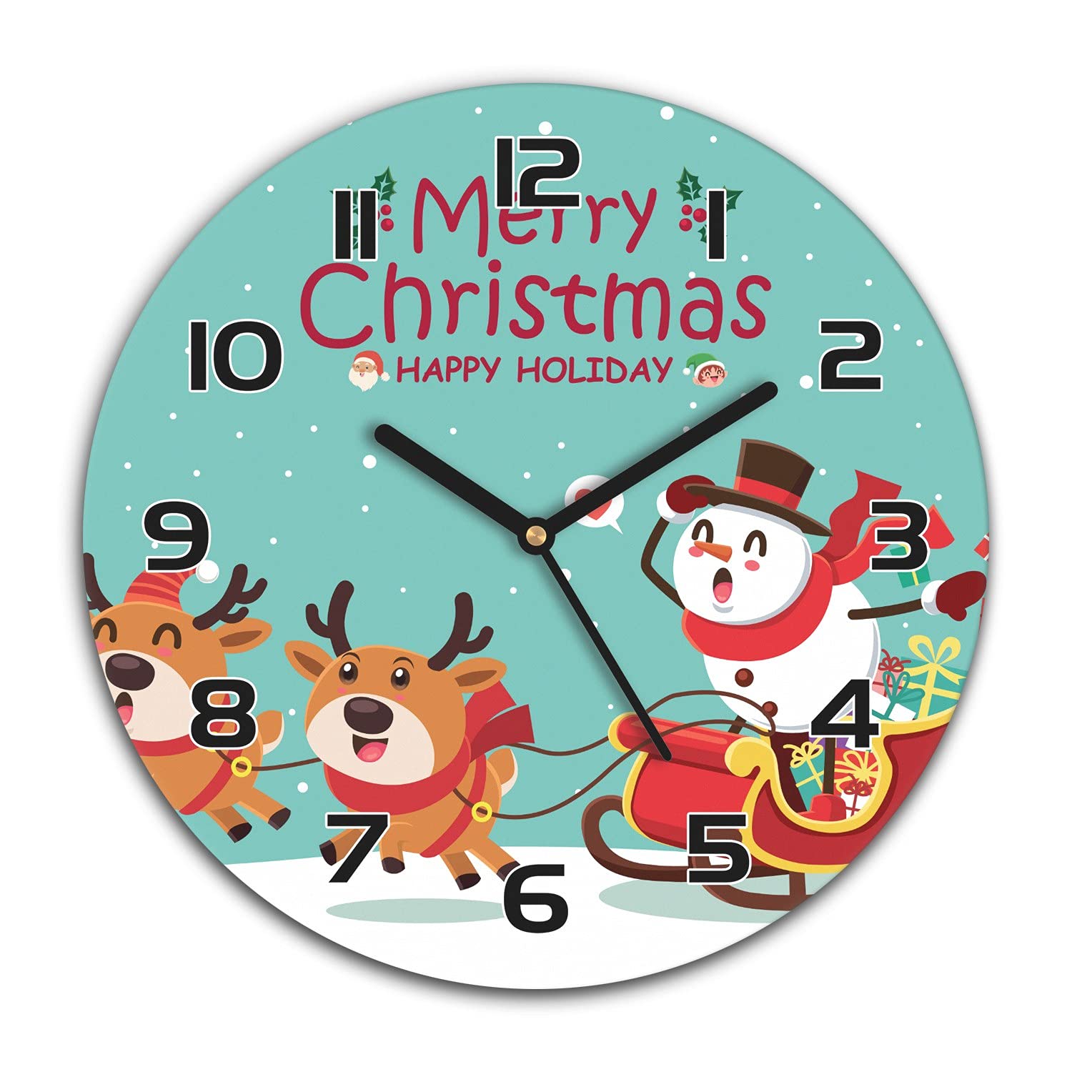 Horloge Murale Noël Cuisine et Salon Moderne Ambiance Hiver