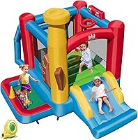 Vista 14 de BOUNTECH Casa inflable para rebotar, casa inflable para niños, diversión de fiesta en interiores y exteriores, con área de salto resistente