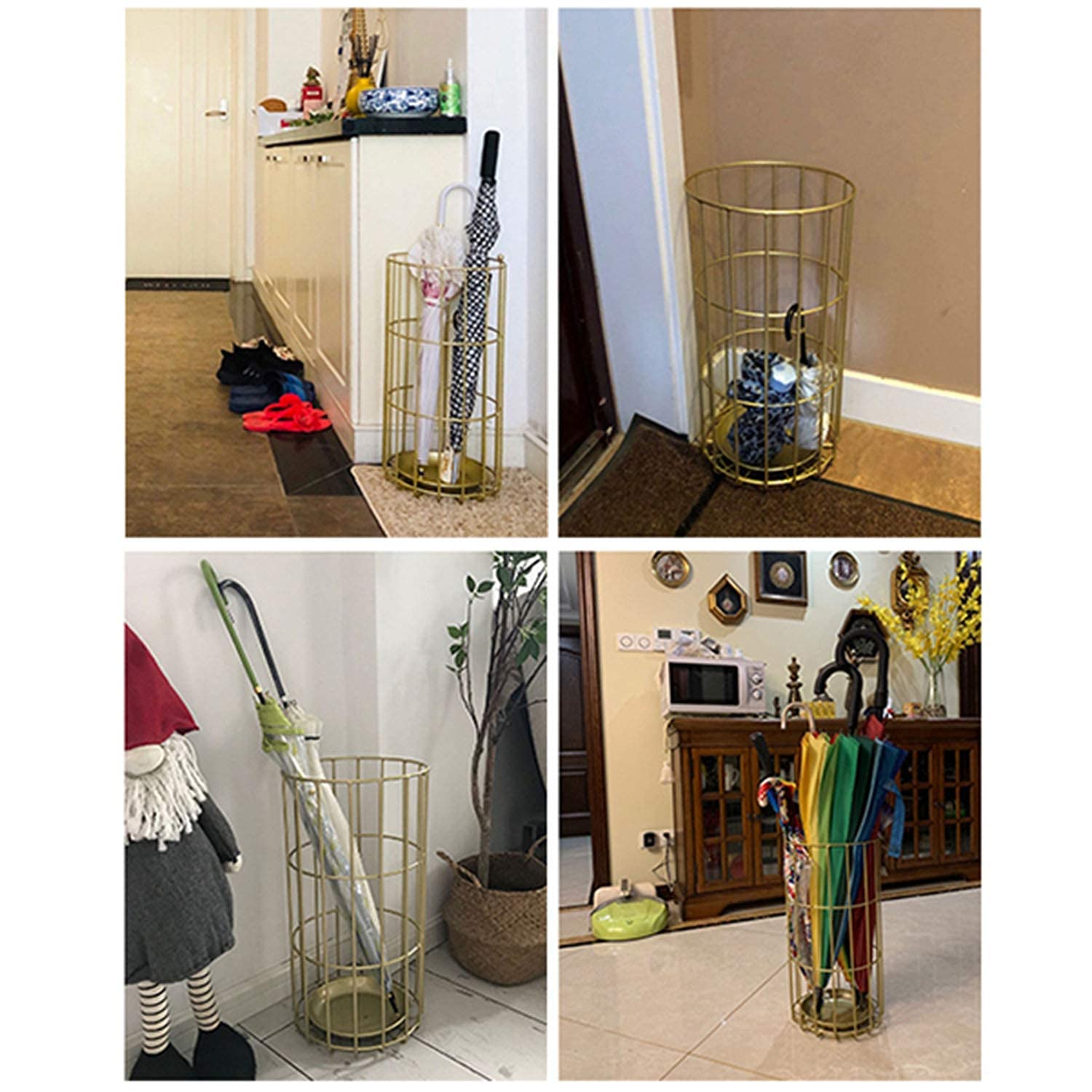 Portaombrelli in Metallo, Elevata stabilità Circolare, Grande capacità, Design Moderno ed Elegante, Pratico complemento d'arredo, 50x25 cm