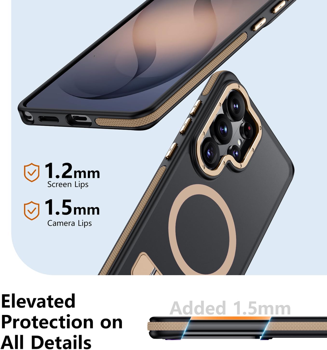 for Samsung Galaxy S26 Ultra Case, [Compatible with MagSafe], Adjustable Kickstand,Military Grade Drop Tested, Translucent Matte Phone Case for Galaxy S26 Ultra Case (Desert Gold)