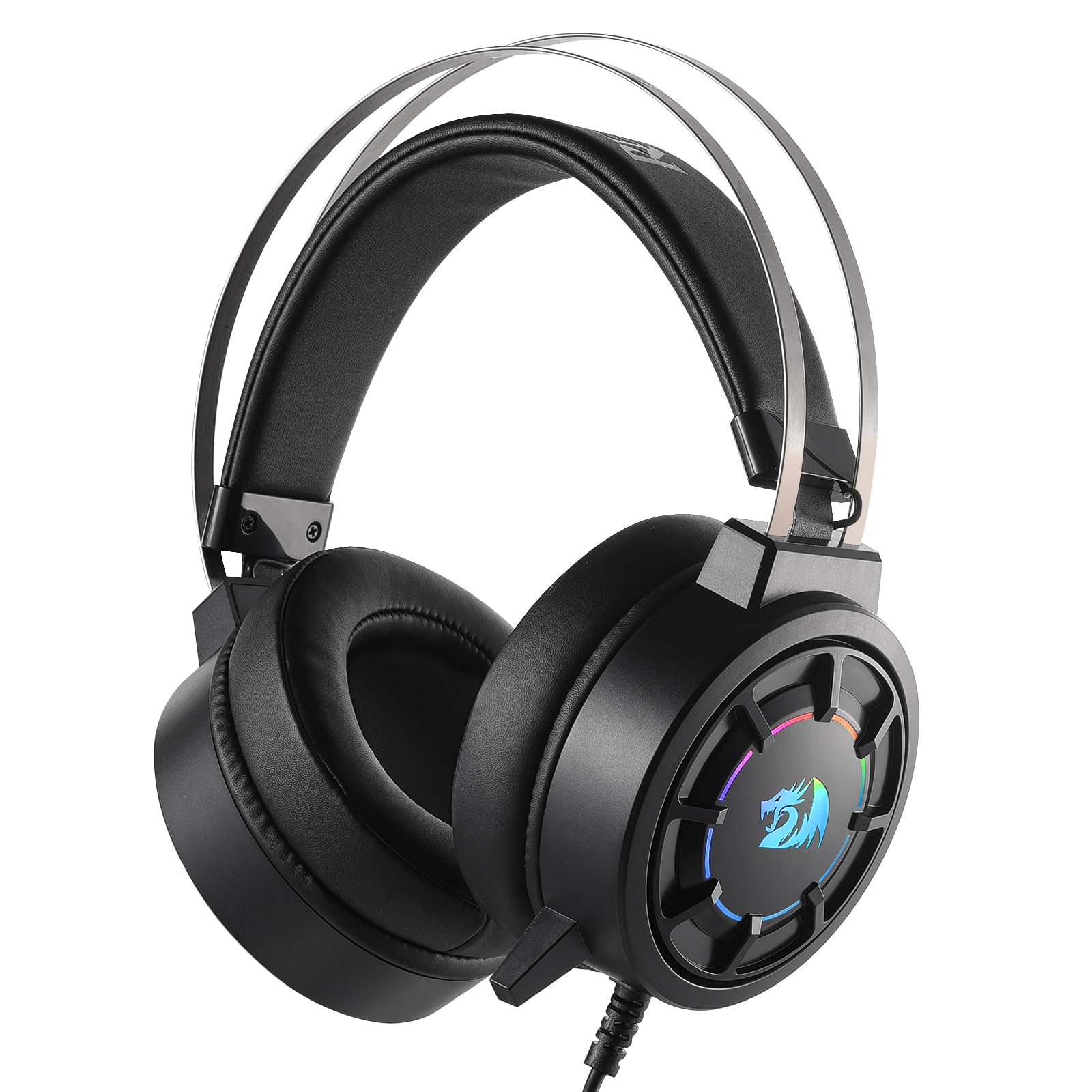 Redragon H314 RGB Gaming Headset - Wired Computer Headset with 40mm Drivers, USB Connection, Lightweight Design, and Soft PU Leather Ear Cushions for Ultimate Comfort