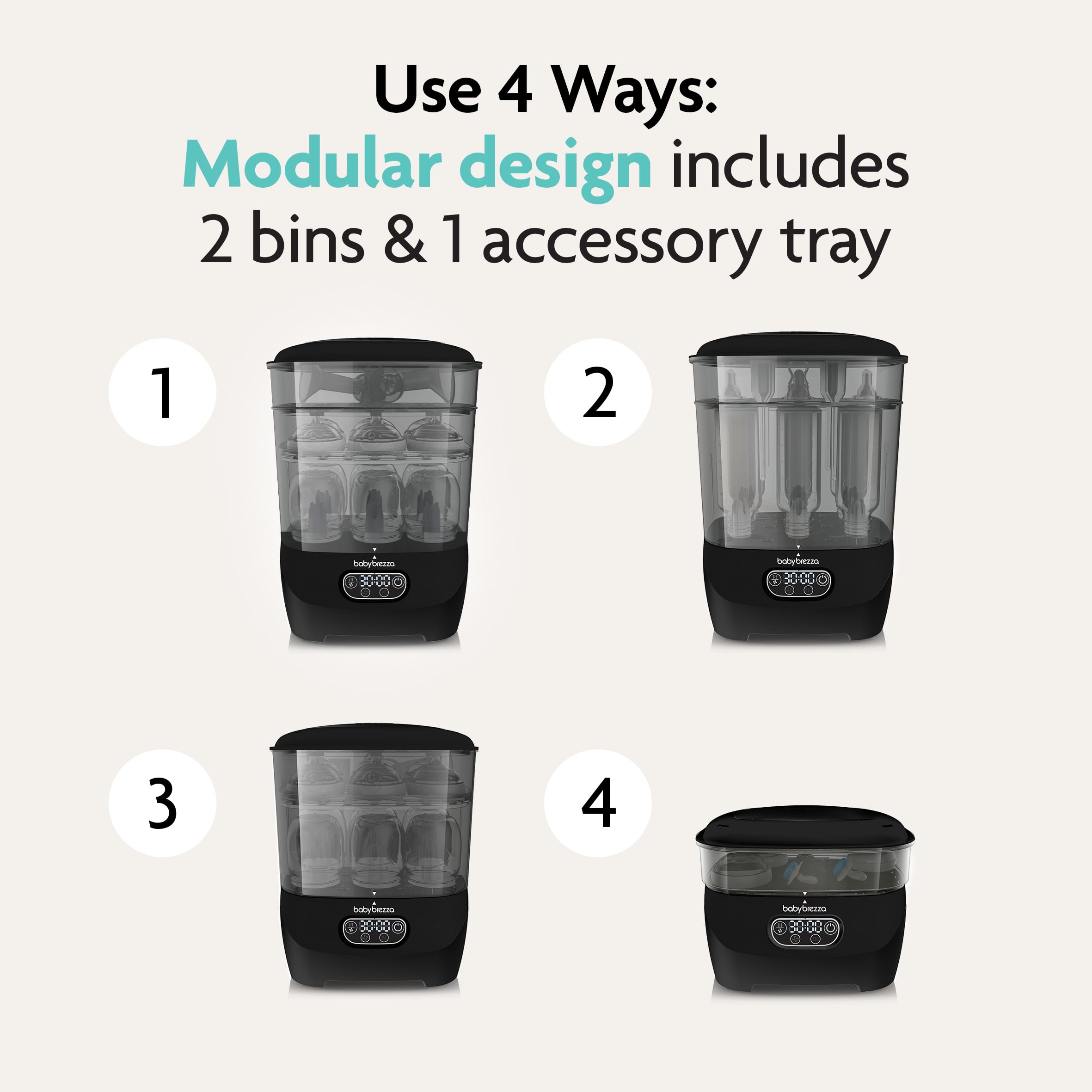 Baby Brezza Steriliser & Dryer Advanced – Electric Steam Steriliser for All Bottles, Dummies & Pump Parts – HEPA Filter – Fits Plastic & Glass – Black — view 7