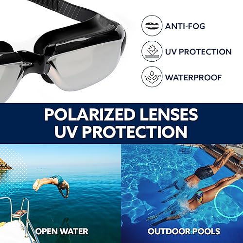 Miniatura 4 de Kala Swimming Goggles Adult Men & Women with Swim Cap, UV Polarized anti Fog Swim Goggles for Men and Women
