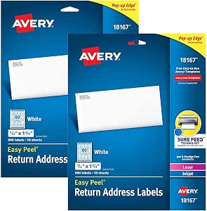 Amazon.com : Avery 18167 18167 White Mailing Labels 10 Sheets : Office ...