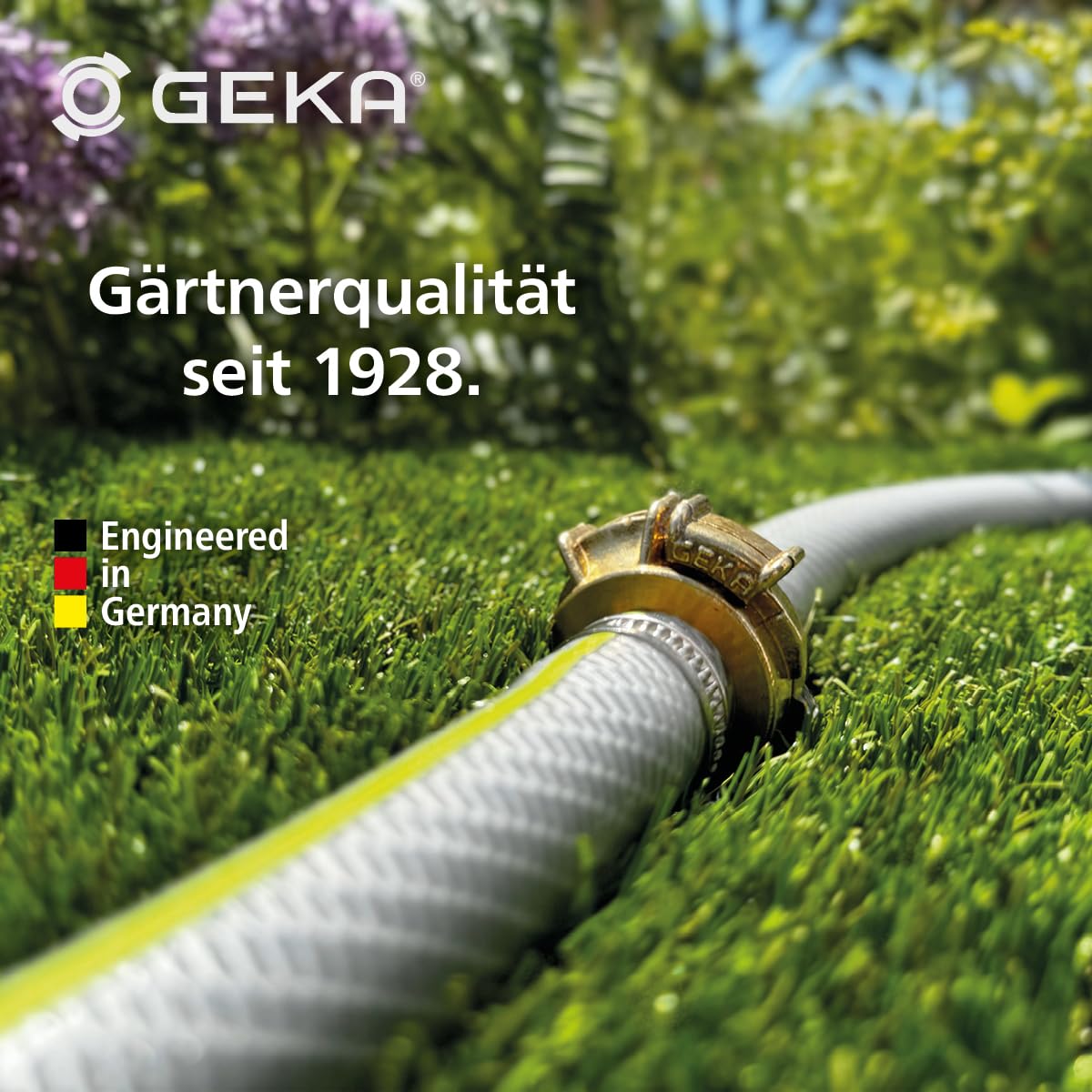 GEKA plus Automatischer Schlauchaufroller PA20SK (robuster Schlauchaufroller, Stahlkonstruktion, autom. Rückzug, schrittweise Arretierung, mit Schlauch 20 m)