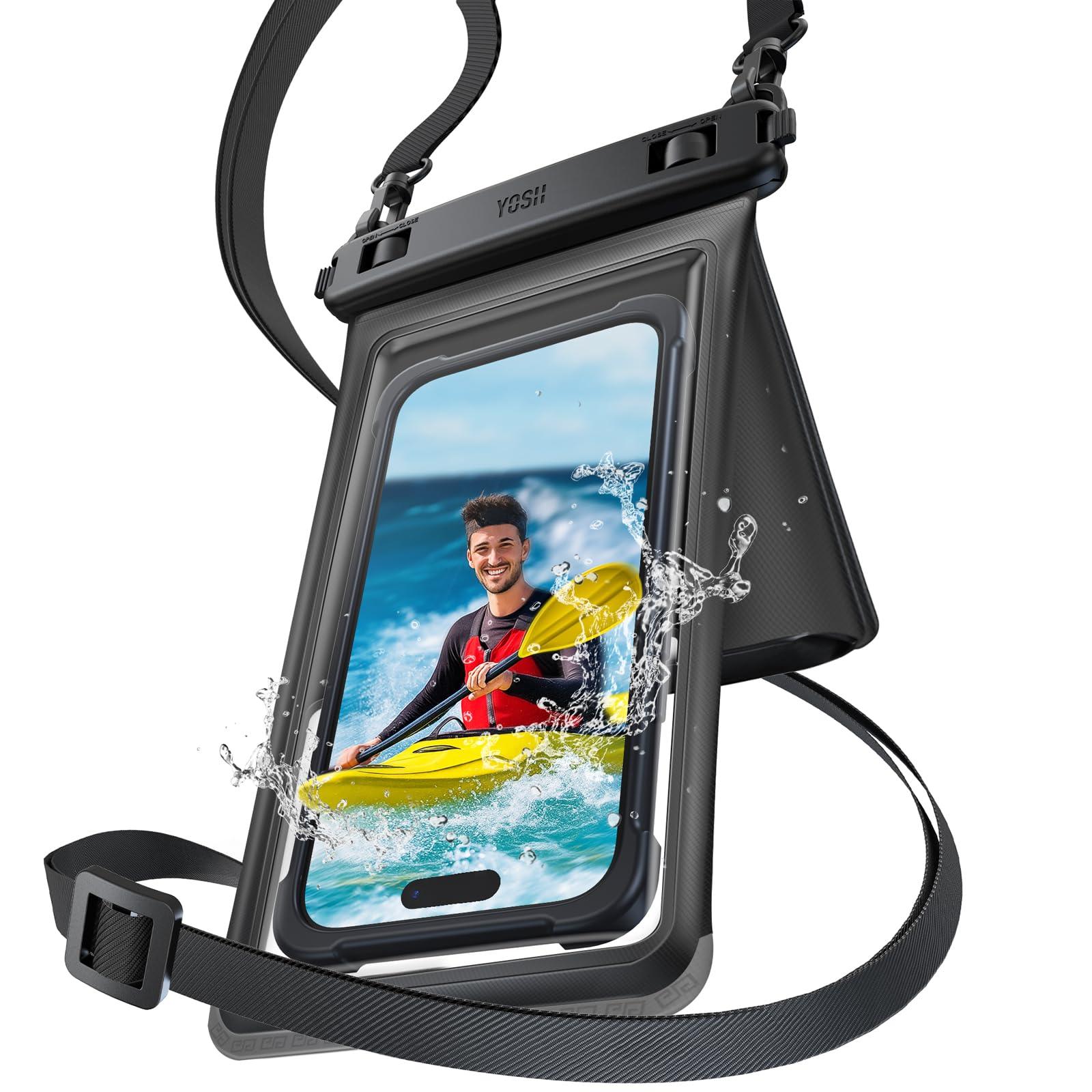 YOSH wasserdichte Handyhülle [2026 3D-Doppeltaschen], IPX8 Wasserfeste Handytasche zum Umhängen, 7,5 Zoll Unterwasser Hülle Tauchen Waterproof Phone Case für iPhone 17 16 Pro Max Samsung S26 S25 Ultra