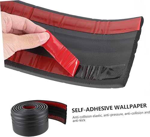 Miniatura 4 de Uonlytech 4 rollos de azulejos autoadhesivos para zócalos negros para despegar y pegar, calcomanías de pared para zócalo de suelo, molduras de