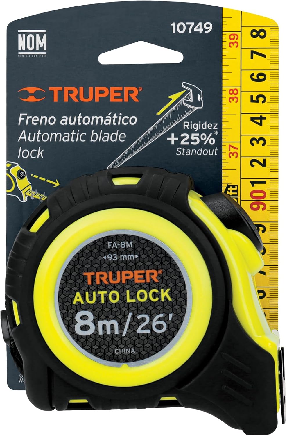 Flexómetro Auto Lock, 8 m, 25 mm tape