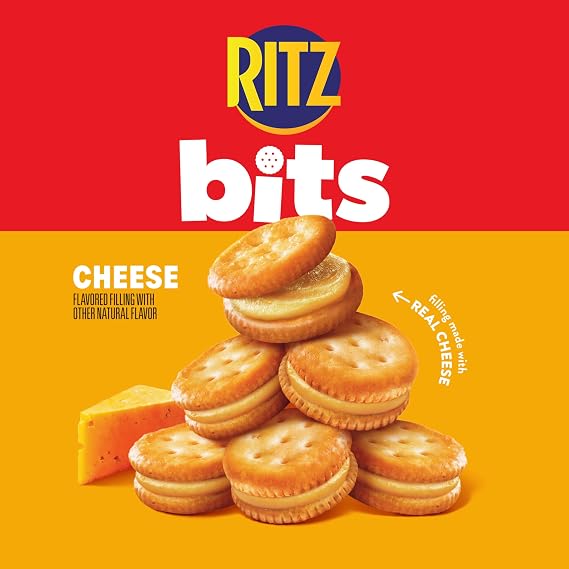 RITZ Bits Cheese Sandwich Crackers, Bulk Lunch Snacks, 48 Snack Packs (4 Boxes) | Individually Wrapped