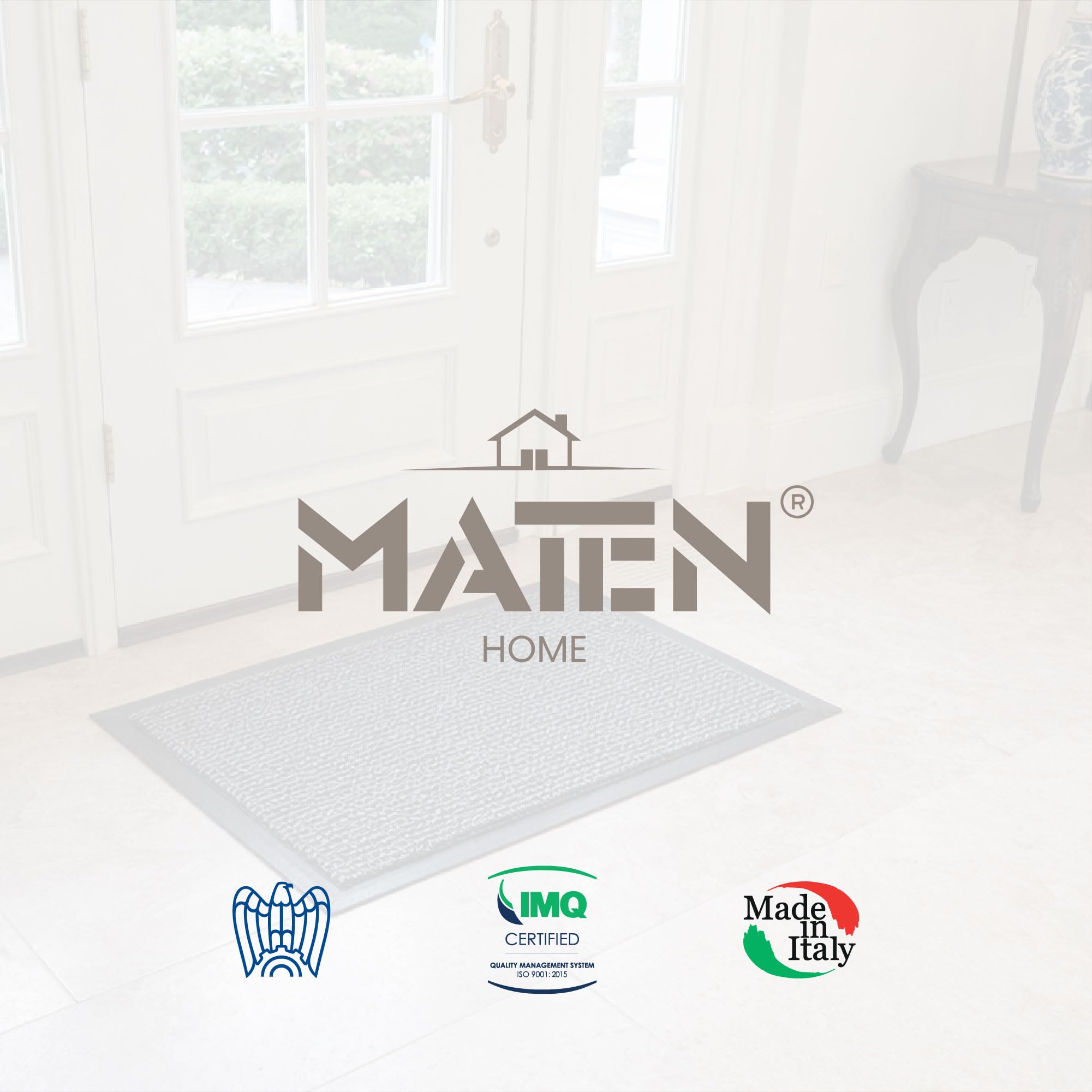 MATEN Basic Asciugapassi – Zerbino Ingresso Antiscivolo Assorbente in Tessuto assorbente e Vinile | Tappeto Antipioggia per Porta Casa, Ufficio e Condominio | 150x90 | Made in Italy