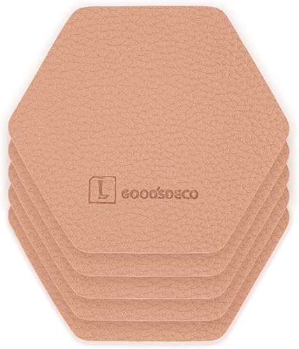 GOODSDECO Juego de 5 posavasos para bebidas, de piel sintética, posavasos para mesa, té, café, cerveza, color pastel, decorativo para cocina,