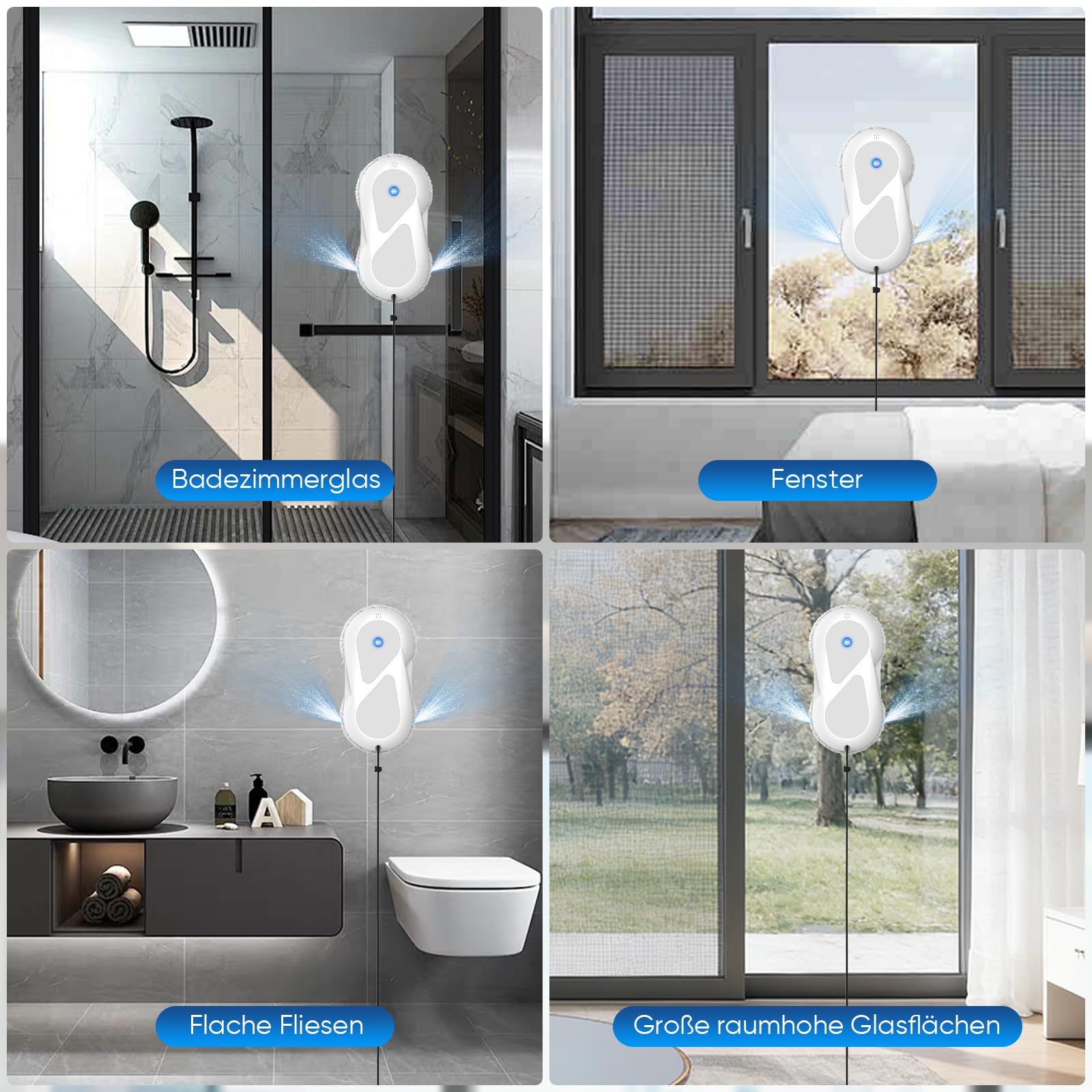 Fensterputzroboter 5600Pa, Elektrischer Fensterroboter mit Dual-Sprühsystem