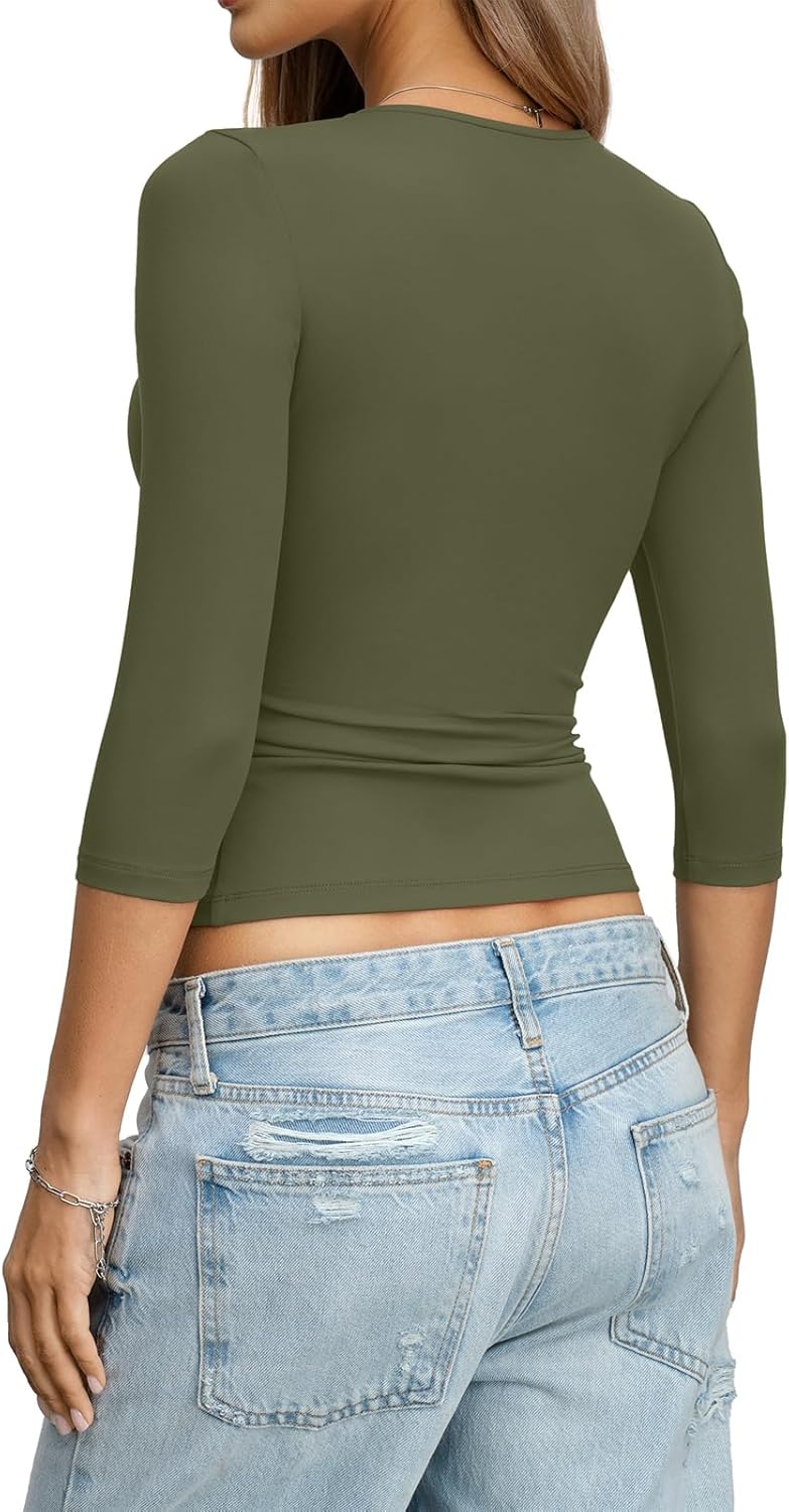 Womens 3/4 Length Sleeve Scoop Neck Tops Casual Slim Fit T-Shirts Basic Tees Spring Summer Outfits Clothes 2026 - Image 6