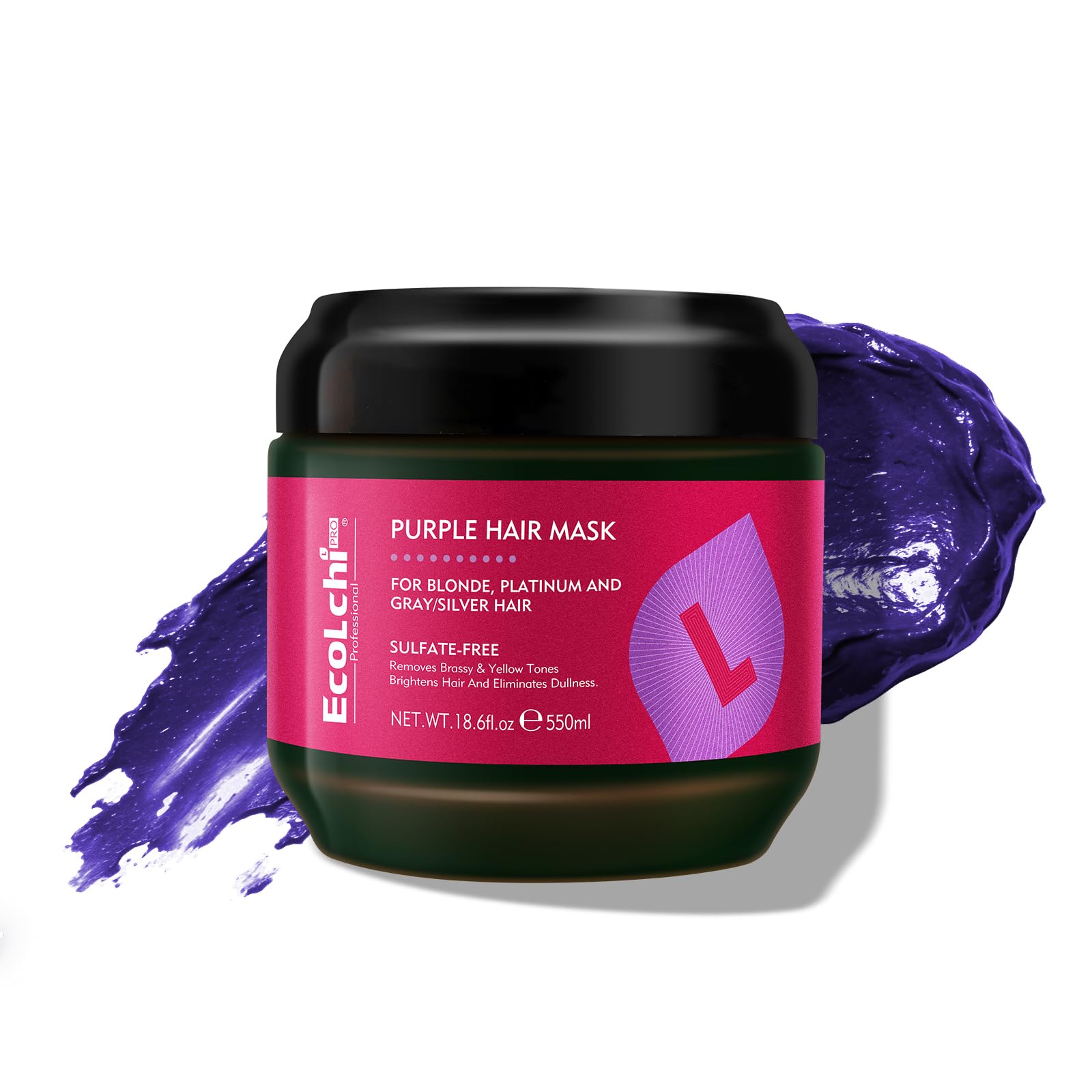 Collagen Shea Butter Purple Hair Mask Deep Repair Conditioning Collagen Shea Butter Purple Hair Treatment for Blonde Silver Gray Highlighted Hair 18.6 oz 550ml | Sulfate-free