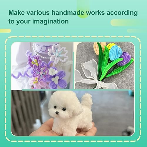 Miniatura 6 de 100 piezas de limpiadores de tuberías para manualidades, limpiadores de tuberías con tallo de felpilla, limpiadores de tuberías verde claro,