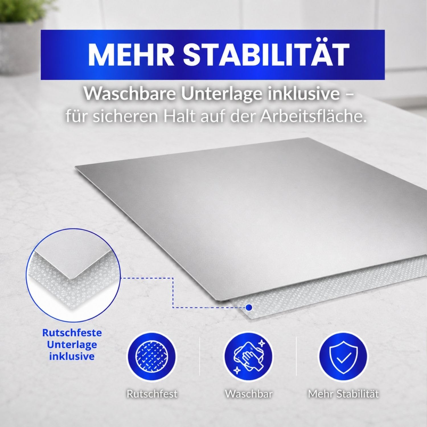 INOXLM INOXLM Knetpad Edelstahl Arbeitsplatte Verschiedene Größen für Küche für Bar für Restaurant zum knitterfreien Kneten MODUSll Steinbock 30x50cm