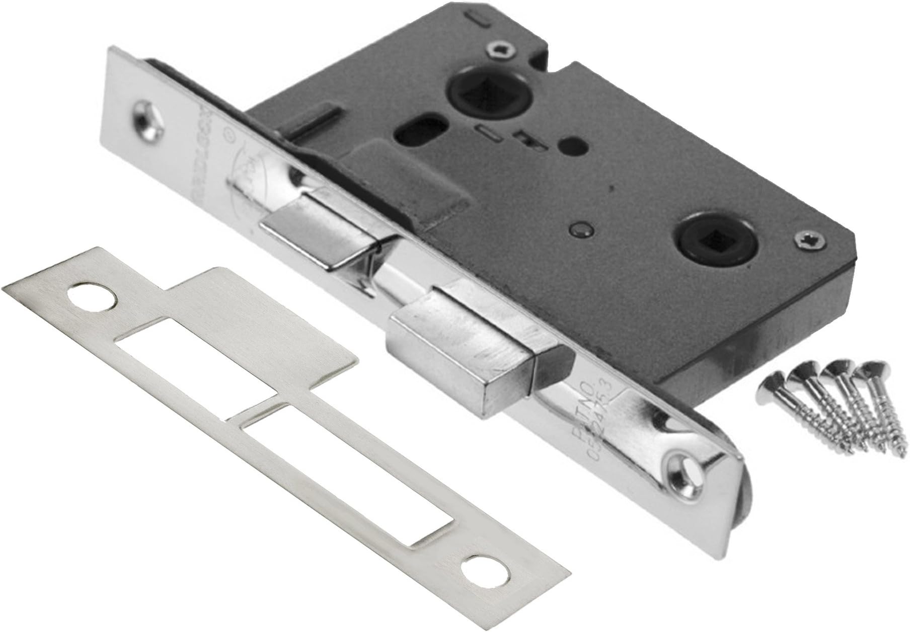 76mm Bolt Through Bathroom Mortice Lock to Suit a Brushed Chrome Finish L11176NP