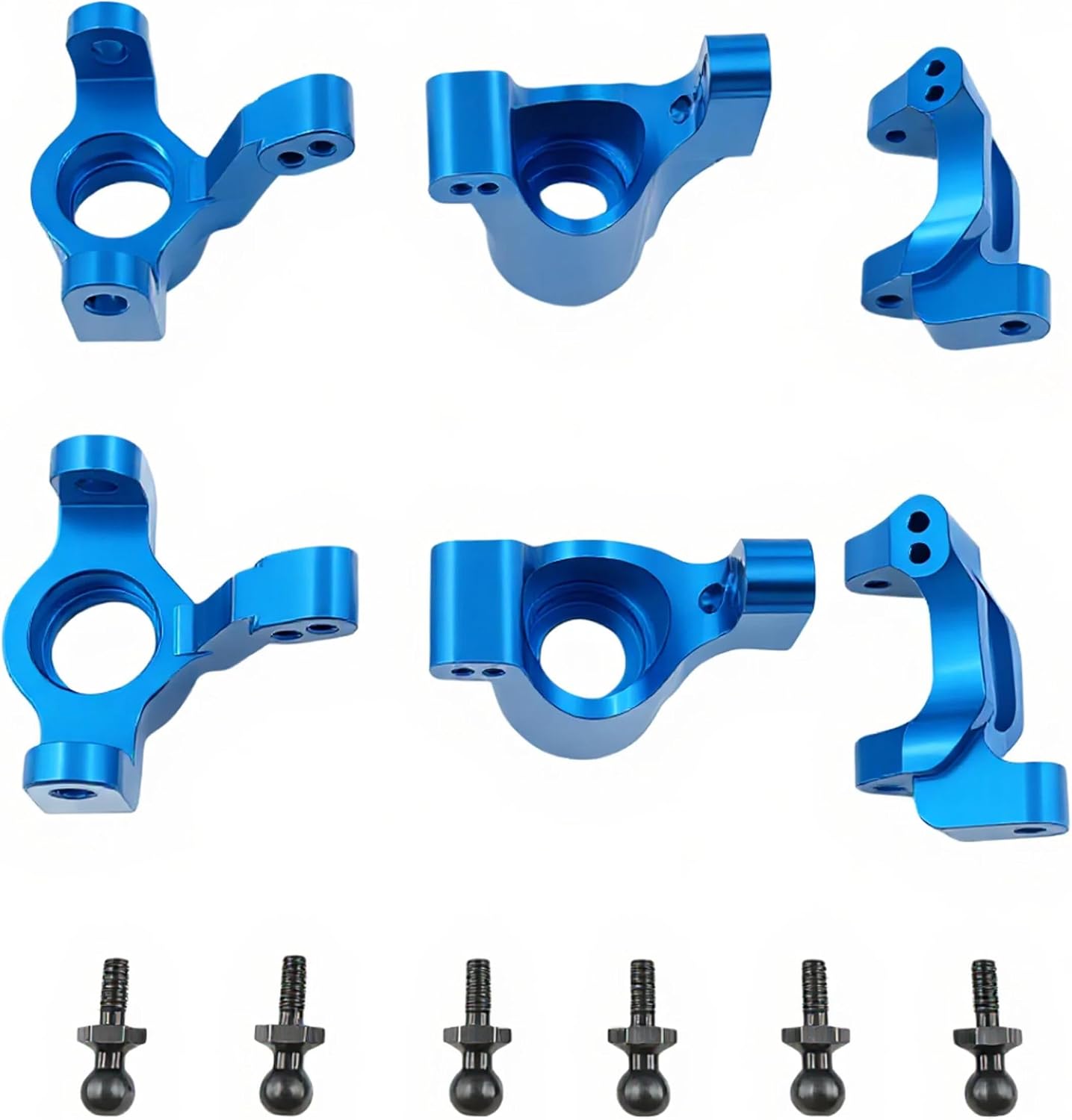 Aluminum Steering Blocks & Caster C-Hubs Knuckle Set for 1/18 LaTrax Teton Desert Prerunner Rally RC Car, C-Cup Stub Axle Carrier Upgrade, Replacement #7532 / 7552X (Blue)