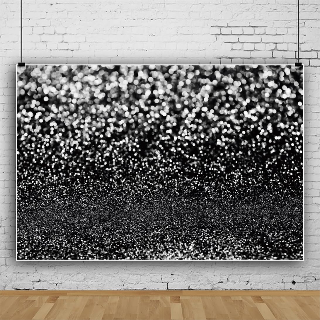 3x2m Nero Glitter Foto Sfondo Gradiente Colore Non Paillettes Moderno Astratto Fotografia Sfondo Festa di Compleanno Doccia Banner Foto Studio Oggetti di Scena