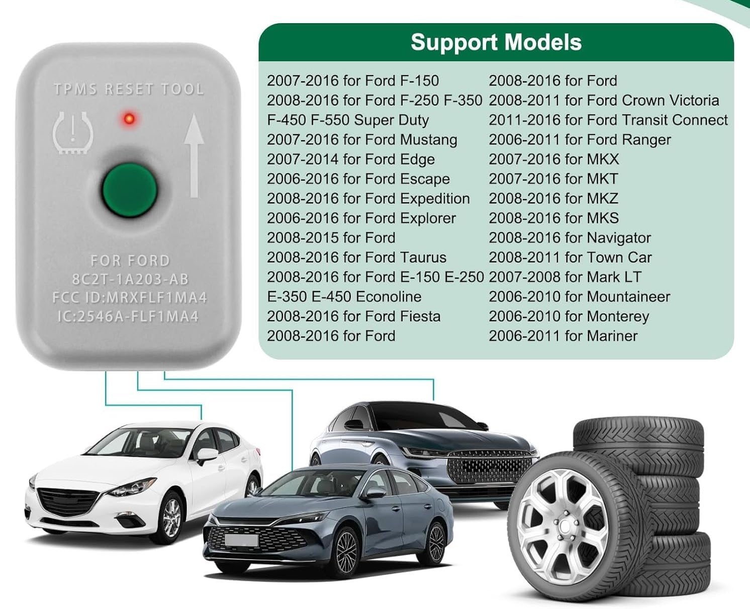 TPMS 19 8C2T-1A203-AB Tyre Pressure Monitor TPMS Relearn Tool Digital Tire Pressure Sensor Activation Reset Tool for Ford & Mazda Car Models — view 6