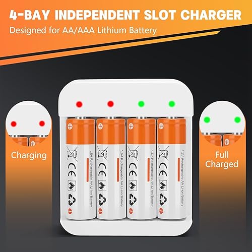 Miniatura 2 de Paquete de 16 baterías de litio recargables de tamaño AA de 1.5 V para cámara Blink, batería doble A de larga duración de 2600 mWh con cargador
