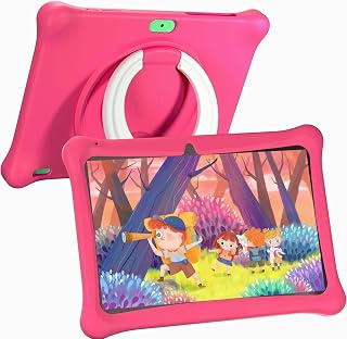 SGIN Tablet for Kids, 2GB RAM 32GB ROM, 10 Inch Android 12 Kids Tablet with Case with Parental Control APP, Dual Camera, WiFi, Educational Games，iWawa Pre Installed （Pink）