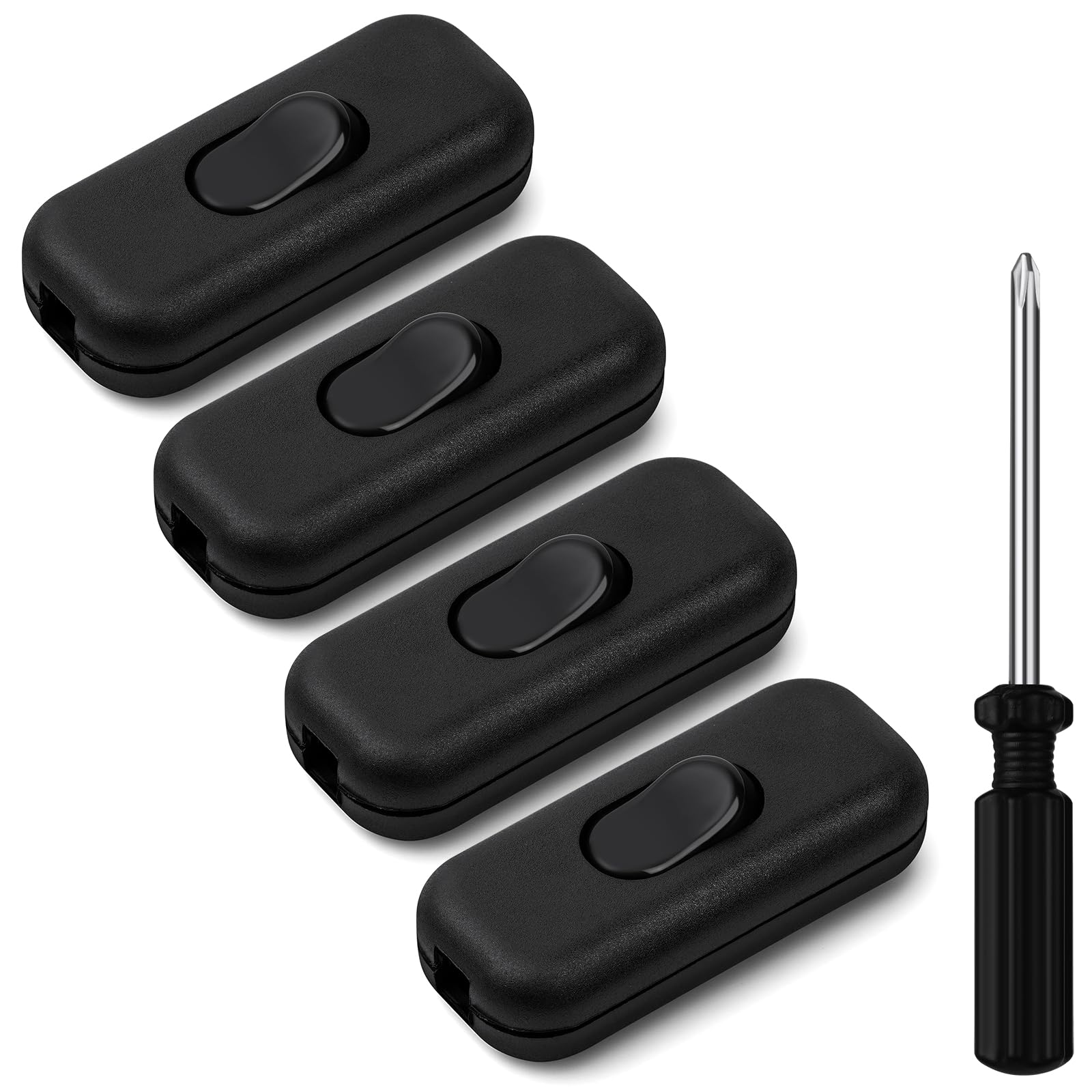 AXFEE 6A DP Inline Cord Switch, 4Packs Torpedo, 2 or 3 Core Double Pole, Accepts Round or Flat Wire