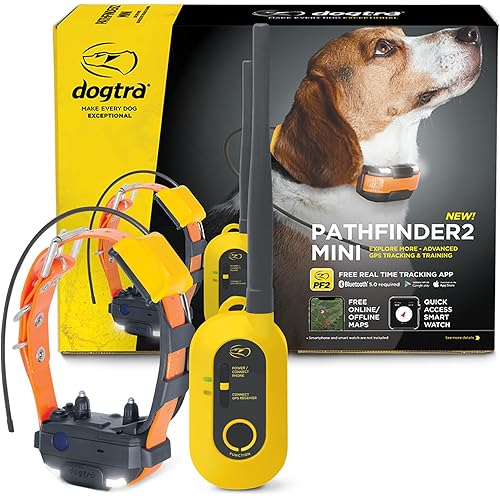 Dogtra Pathfinder 2 Mini GPS Dog Tracker e Collar 4 Mile Long Range LED Light No Monthly Fees Free App Waterproof Smartwatch Control Based Real Time Tracking Multiple Dogs Smartphone Required