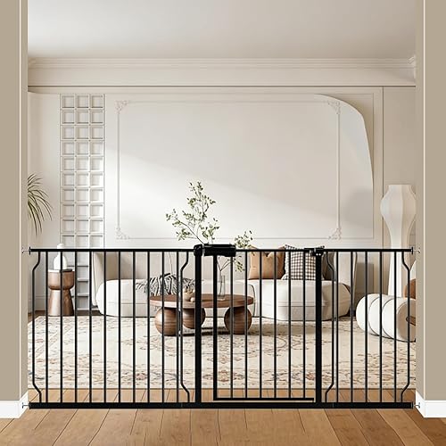 Miniatura 19 de WAOWAO Puerta de bebé de 52.76 a 62.2 pulgadas, extra ancha, montada a presión, para caminar a través del columpio, cierre automático, seguridad de