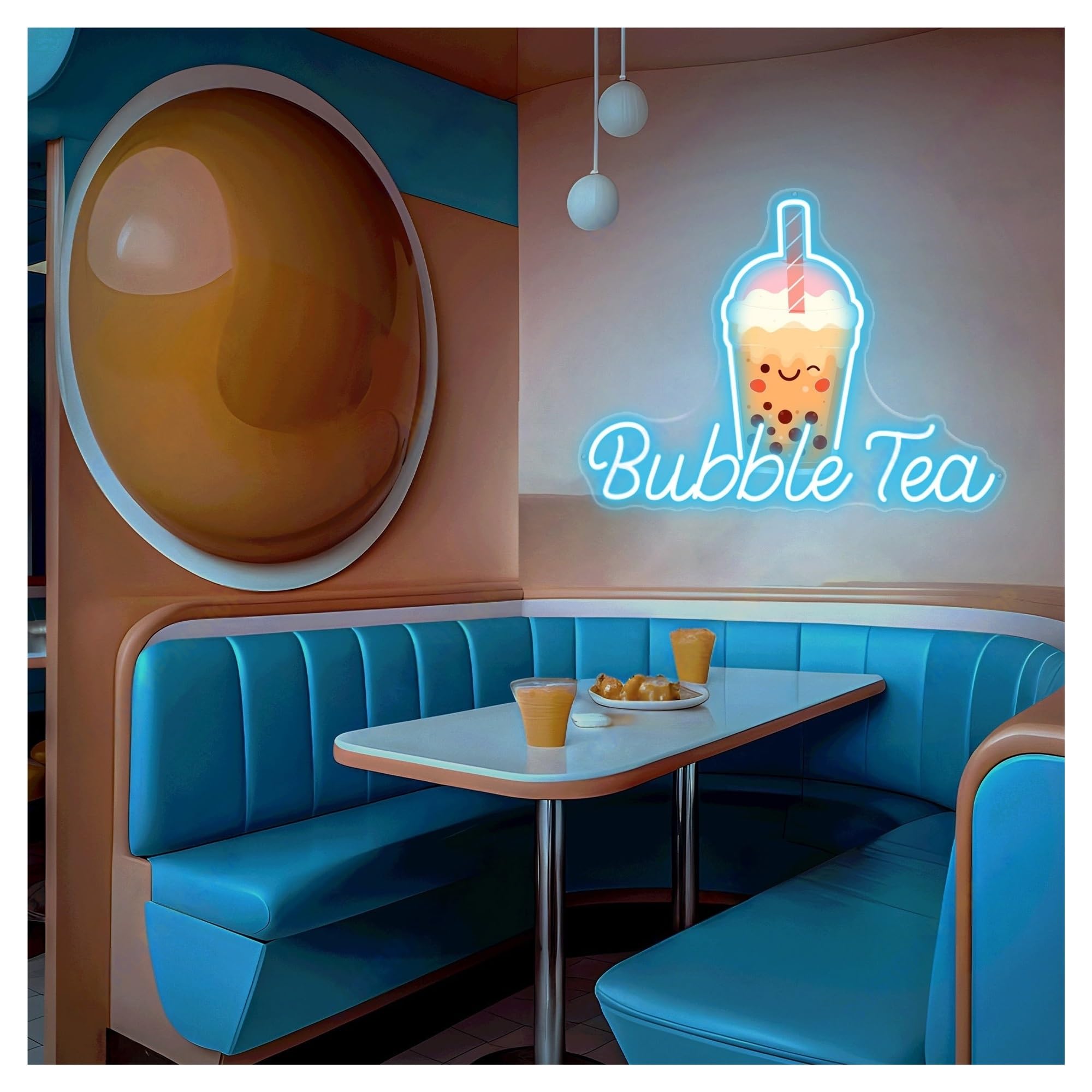 Xenite E Xenit Hanging Art Neon Signs Bubbl Tea Neon Lights With Adjustabl Brightness Suitabl For Caf Restaurant Shop Decor 33Cmx45cm(E)