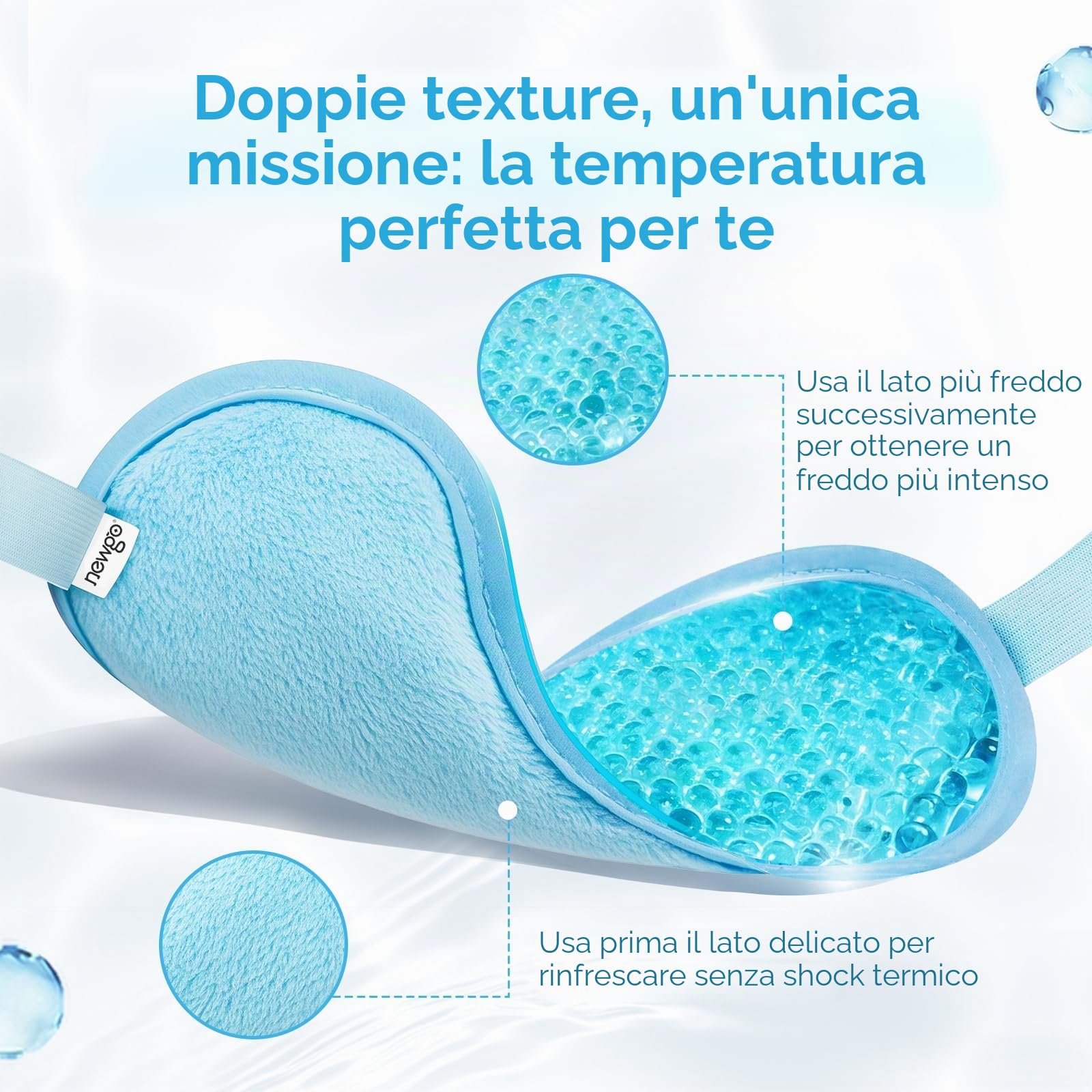 NEWGO Maschera Gel Per Gli Occhi Impacco Freddo Riutilizzabile, Maschera Occhi Gel Freddo, Perfetta Per Blefarite, Occhi gonfi, Occhiaie - Blu