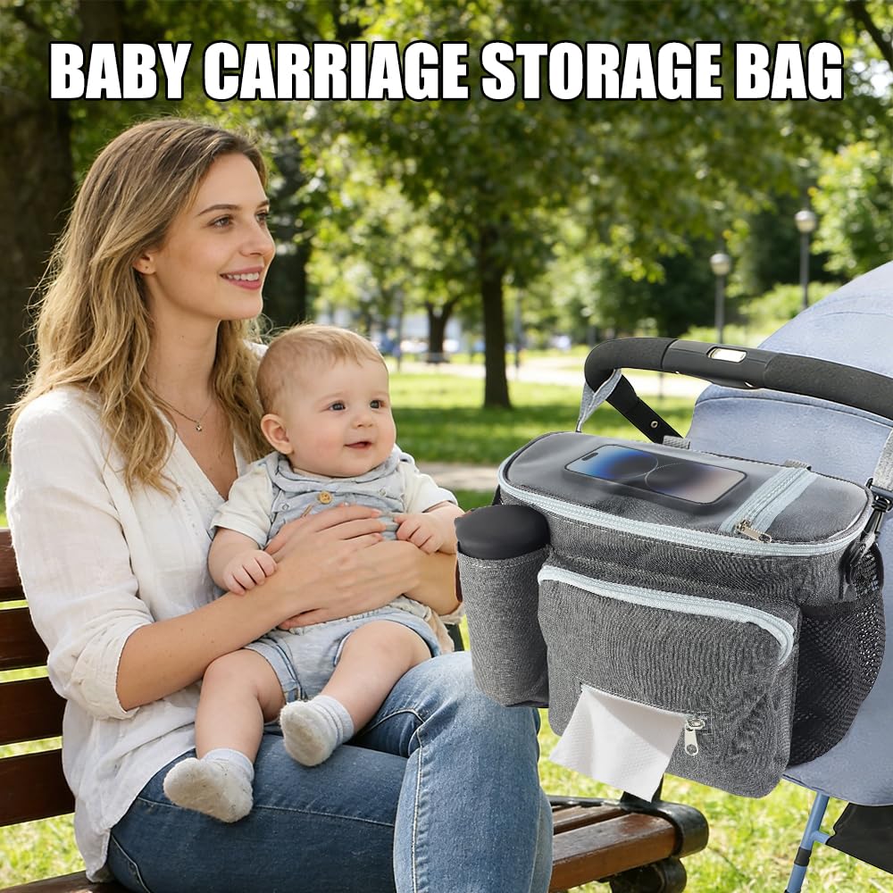 FEMONGY Bolso para carro bebe universal, Bolsa carro bebe de gran capacidad, Viene con correa de hombro desmontable, Proteger contra salpicaduras ligeras de agua — view 7
