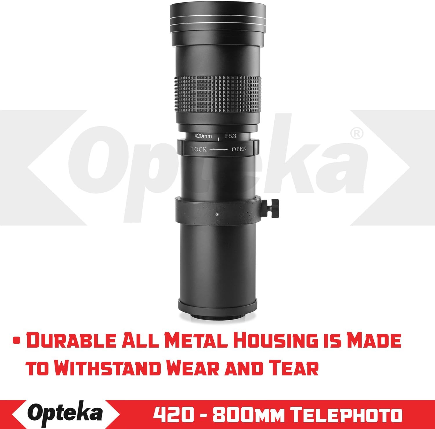 One-Day Sale: Up to 60% Off Opteka 420-800mm (w/ 2X- 840-1600mm) f/8.3 HD Telephoto Zoom Lens for Nikon F-Mount D7500, D7200, D7100, D5600, D5500, D5300, D3600, D3500, D3400, D3300, D850, D810, D750, D610, D500, D6, D5, D4