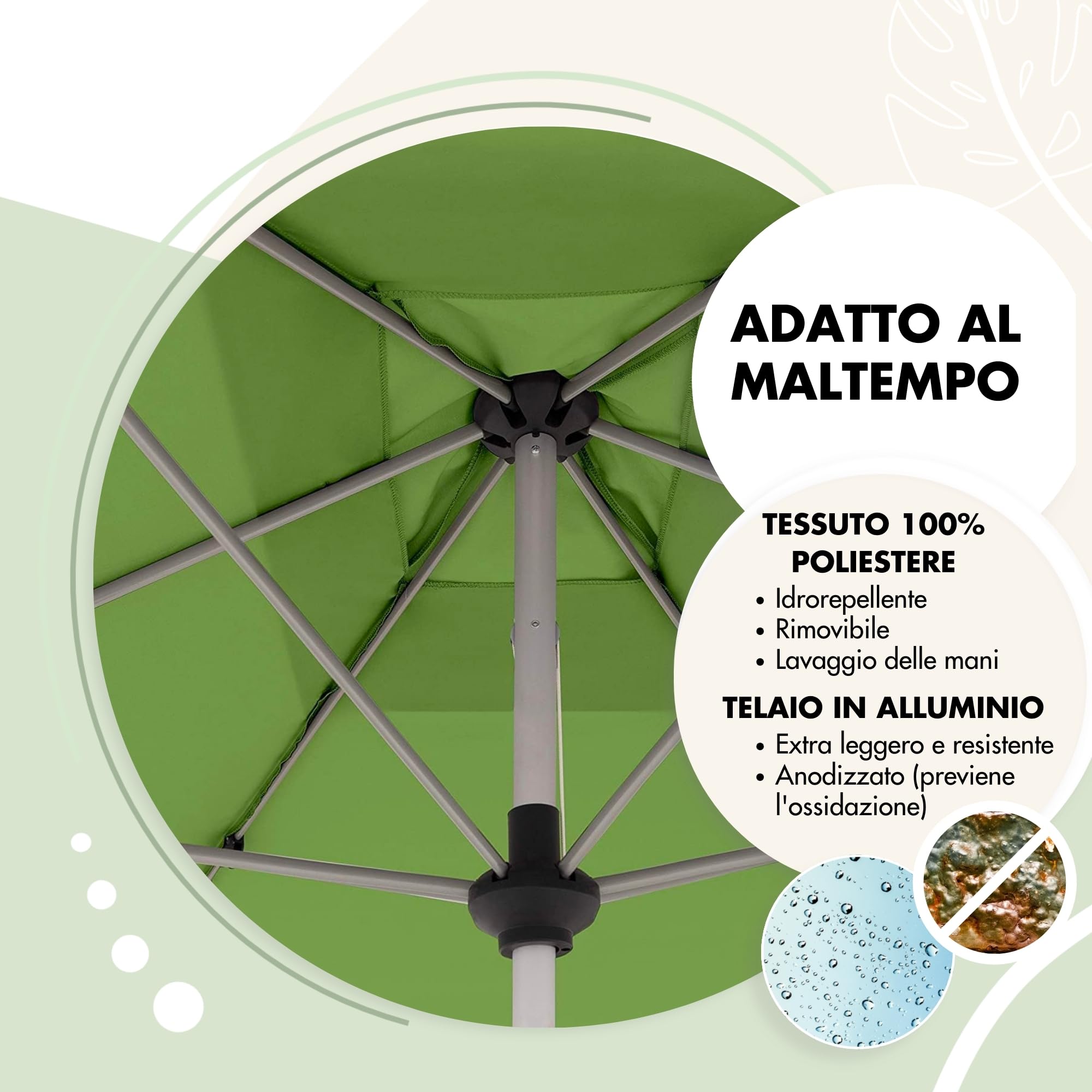 Outsunny Ombrellone da Giardino Rettangolare 2x3 m con Manovella Bianco Crema
