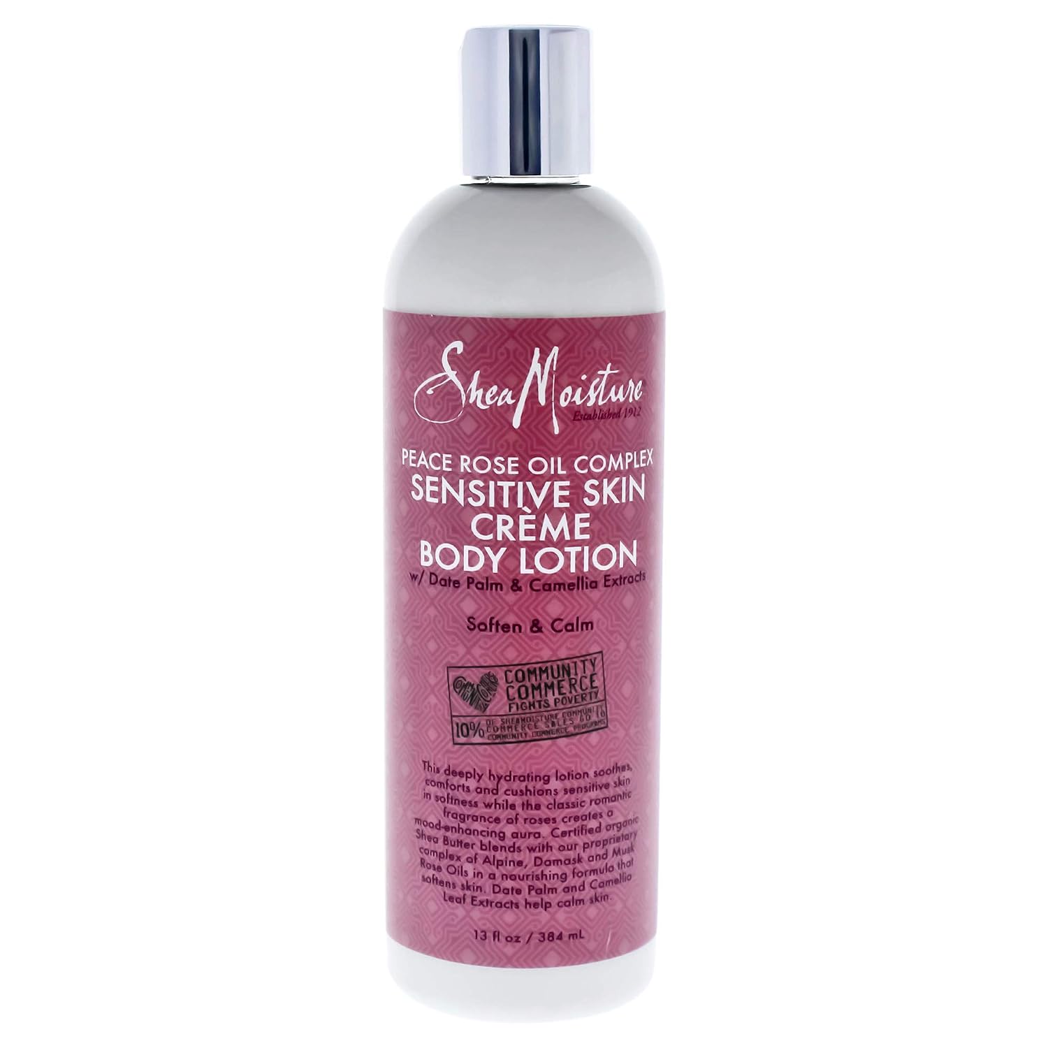 Shea Moisture Peace Rose Sensitive Skin Creme Body Lotion, 13 Ounce