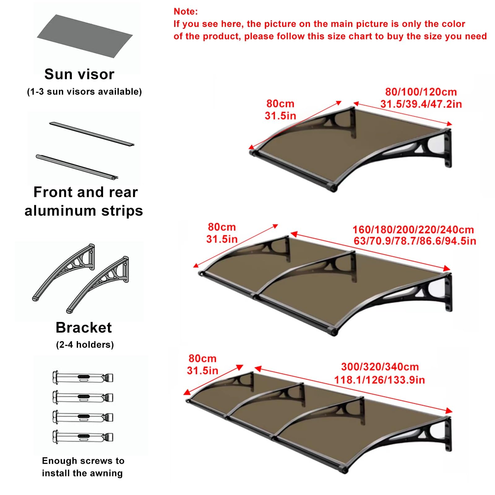 Tejados PVC Imitacion Teja Exterior, Toldo de Entrada de Techo, Toldo Cubierta de Policarbonato en Jardín, Marquesina para Puertas Ventanas Toldo Cubierta, Prueba de Polvo a Prueba de Lluvia ( Color :