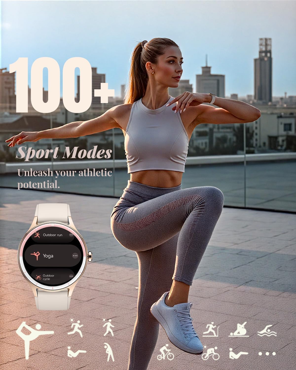 TOOBUR Smartwatch dla kobiet, smartwatch HD 40 mm, kompatybilny z systemem Android i iOS, odbieranie/nawiązywanie połączeń, zegarek fitness z monitorem kroku, kalorii / HR Tracker, IP68, wspaniały i