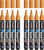 Vista 9 de Overseas Marcadores de pintura acrílica metálica plateada, paquete de 8 bolígrafos de pintura acrílica de punta media, a base de agua, secado