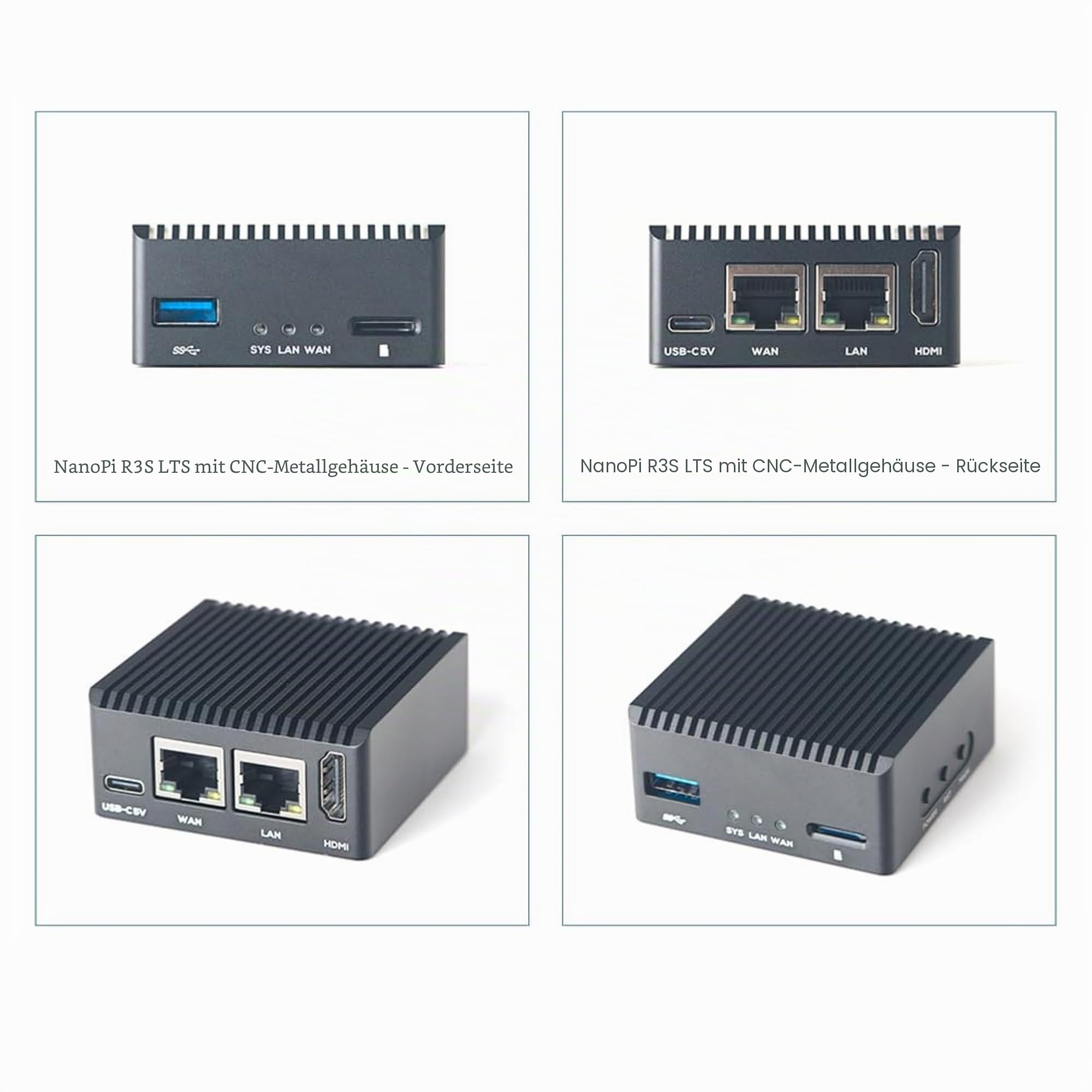 NanoPi R3S LTS Dual-Gbps Ethernet Ports Router Rockchip RK3566 SoC Mini PC Board Support OpenMediaVault, OpenWrt 2GB RAM No eMMC SingleBoard with Meatal Case (2GB Ram Case Kit)