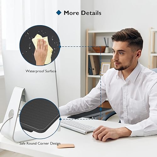 Miniatura 4 de BONTEC Bandeja extensora de escritorio ergonómica, estante de reposamuñecas de brazo de montaje de mesa de 9.5 x 9.1 pulgadas, soporte plegable de