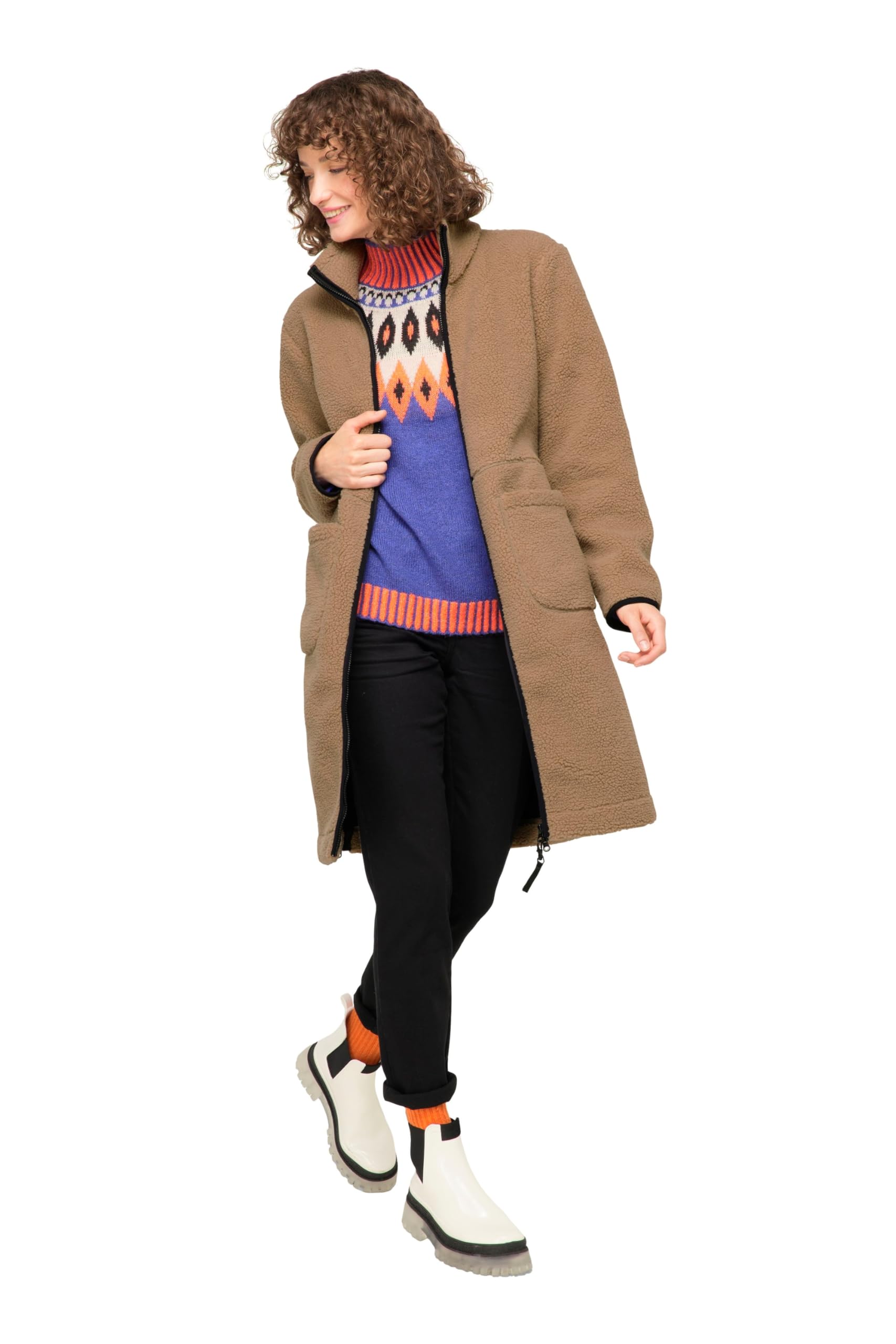 Laurasøn Teddy-Mantel, Teddyfleece, Stehkragen, 2-Wege-Zipper 822179